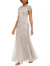 ADRIANNA PAPELL WOMENS SEQUINED MAXI EVENING DRESS