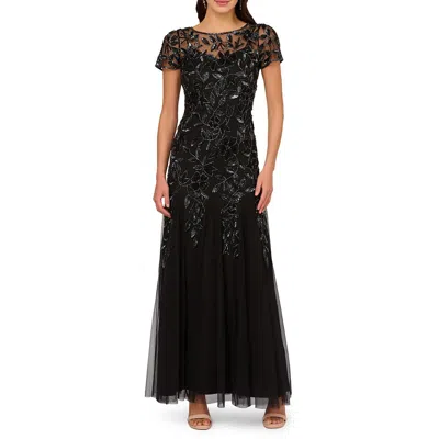 Adrianna Papell Womens Sequined Maxi Evening Dress In Black