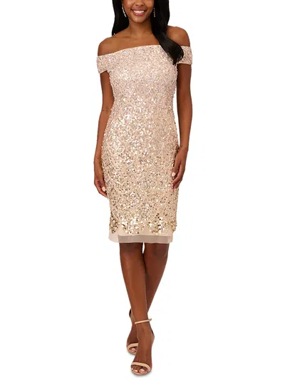 Adrianna Papell Womens Sequined Mini Cocktail And Party Dress In Multi