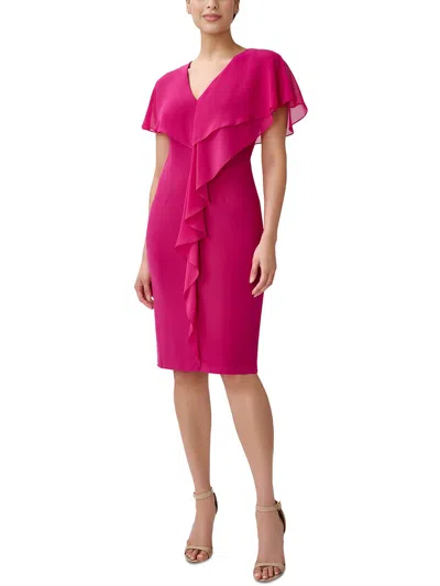 Adrianna Papell Womens Sheer V Neck Sheath Dress In Pink