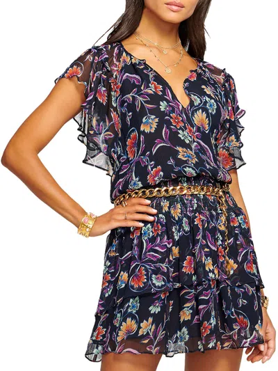 Adrianna Papell Womens Short Printed Mini Dress In Blue
