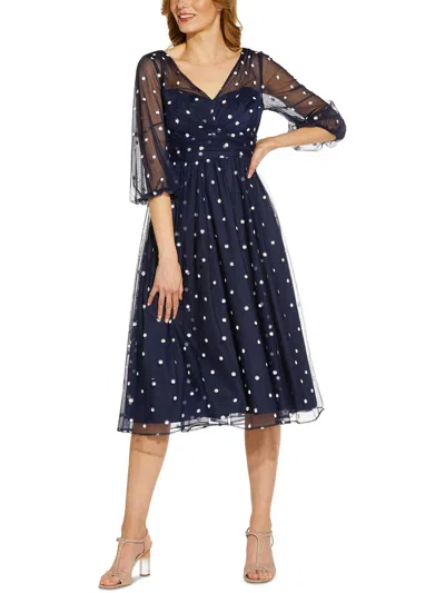Adrianna Papell Womens Slouchy Midi Cocktail And Party Dress In Blue