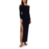 Adrianna Papell Off The Shoulder Long Sleeve Jersey Gown In Multi