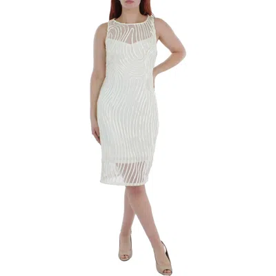 Adrianna Papell Womens Soutache Knee Length Sheath Dress In White