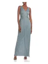 Adrianna Papell Womens V Neck Beaded Evening Dress In Multi