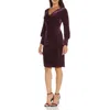 Adrianna Papell Womens Velvet Knee-length Sheath Dress In Burgundy