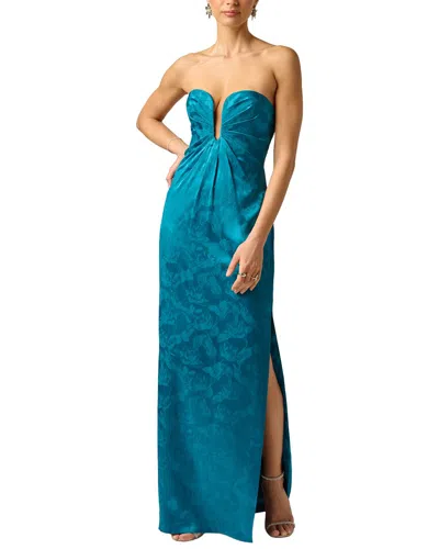 Adrianna Papell Woven Jacquard Long Dress In Blue