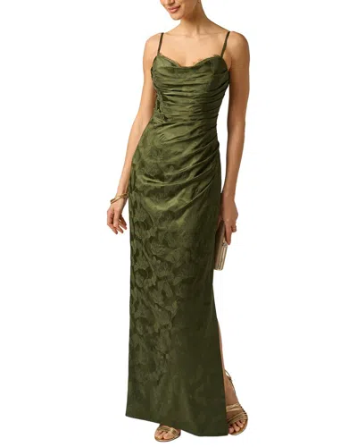 Adrianna Papell Woven Jacquard Long Dress In Green