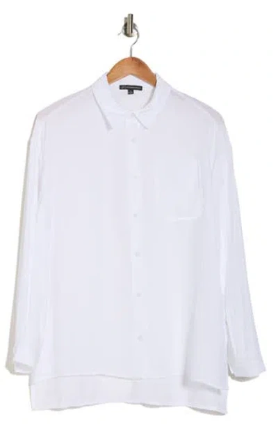 Adrianna Papell Woven Tunic Button-up Shirt In White
