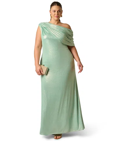Adrianna Plus Size Foiled One-shoulder Ball Gown In Multi