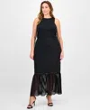 Adrianna Plus Size Shadow-striped Dress In Black