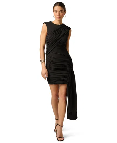 Adrianna Women's Artisan Jersey Crewneck Mini Dress In Black
