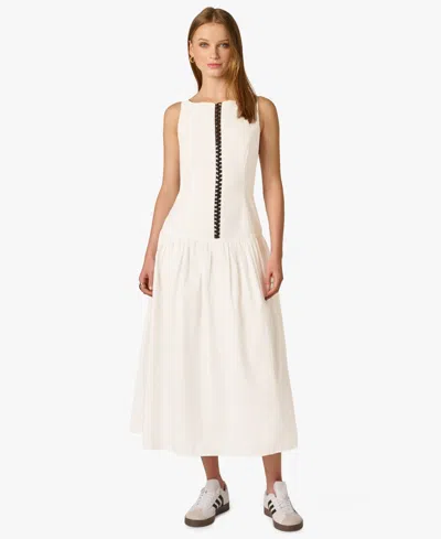 Adrianna Women's Boat Neck Sleeveless Midi Dress In White