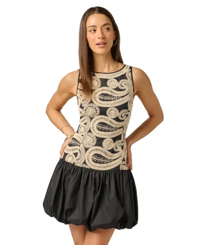Adrianna Women's Boat-neck Sleeveless Dress In Black