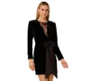 Adrianna Women's Bow Detail Long Sleeve Mini Dress In Black