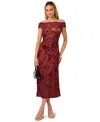 Adrianna Women's Burnout Velvet Midi Dress In Red