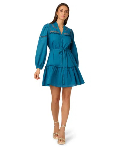 Adrianna Women's Cotton Long-sleeve Dress In Blue