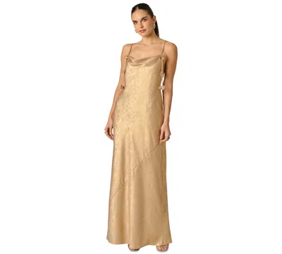 Adrianna Women's Cowl Neck Long Dress In Gold
