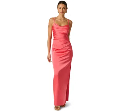 Adrianna Women's Cowl Neck Slit Ball Gown In Red