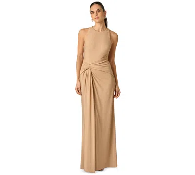 Adrianna Women's Crew Neck Long Dress In Gold