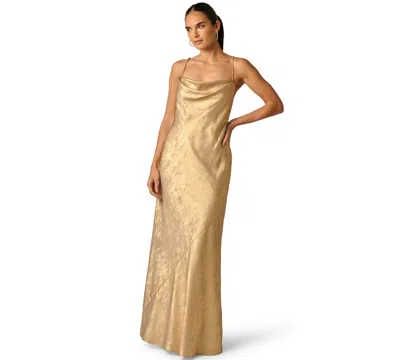 Adrianna Women's Foiled Cowl Neck Ball Gown In Gold