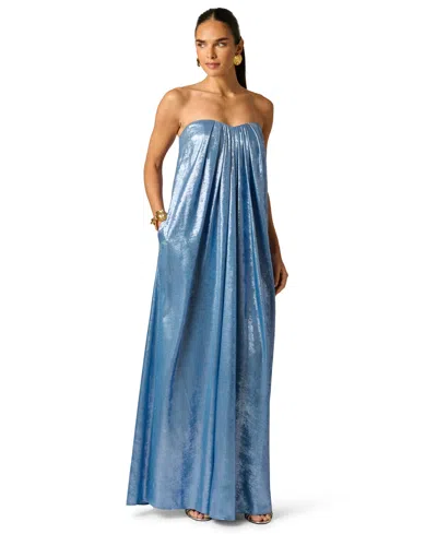 Adrianna Women's Foiled Strapless Ball Gown In Blue
