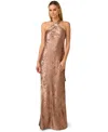 Adrianna Women's Folied-chiffon Halter Gown In Brown