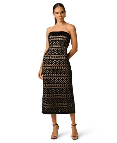 Adrianna Women's Geometric Velvet Dress In Black
