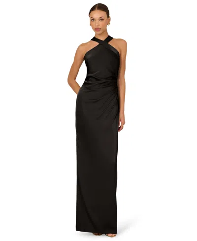 Adrianna Women's Halter Neck Maxi Dress In Black