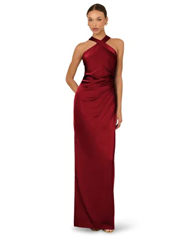 Adrianna Women's Halter Neck Maxi Dress In Wine