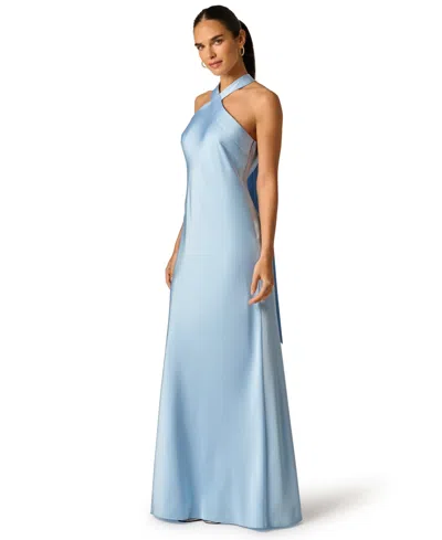 Adrianna Women's Halter Neck Sleeveless Ball Gown In Blue