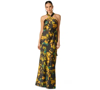 Adrianna Women's Halter Satin Long Dress In Multi