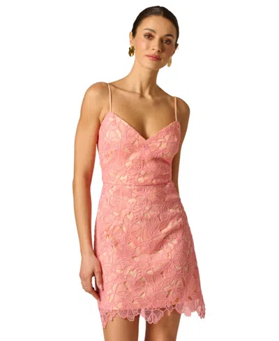 Adrianna Women's Lace V-neck Sleeveless Dress In Pink