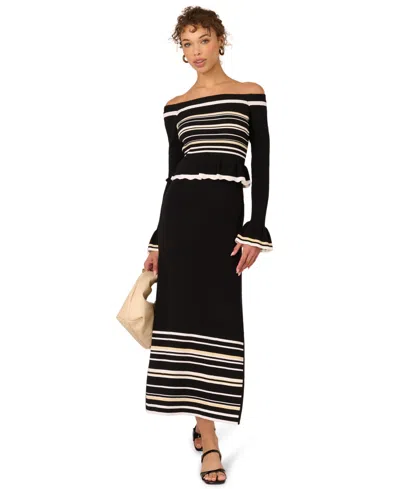 Adrianna Women's Off-the-shoulder Midi Dress In Black