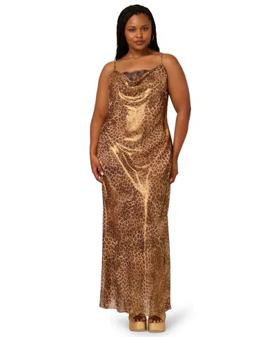 Adrianna Women's Plus Size Printed Chiffon Long Dress In Multi