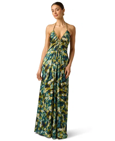 Adrianna Women's Printed Halter Neck Maxi Dress In Multi
