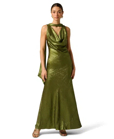 Adrianna Women's Sleeveless Cowl Neck Gown In Green