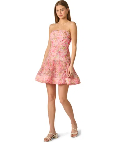 Adrianna Women's Strapless Back Zip Closure Mini Dress In Pink