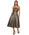 Adrianna Women's Strapless Metallic Ankle-length Dress In Animal Print