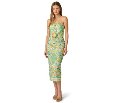 Adrianna Women's Strapless Printed Midi Dress In Green