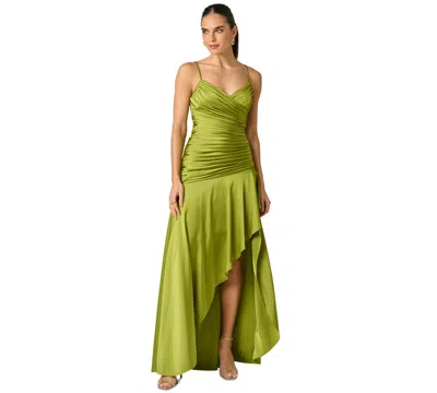 Adrianna Women's Strech V-neck Satin Dress In Green