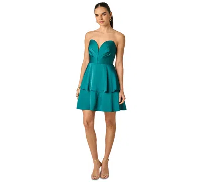 Adrianna Women's Sweetheart Satin Mini Dress In Green