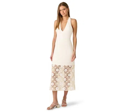 Adrianna Women's V-neck Crochet Midi Dress In White