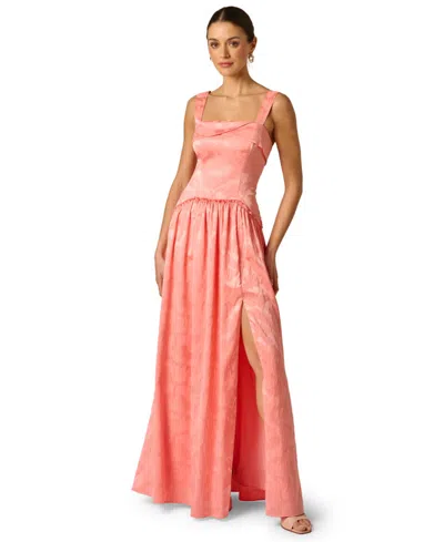 Adrianna Woven Jacquard Long Dress