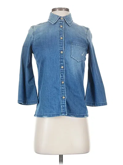 Pre-owned Adriano Goldschmied 3/4 Sleeve Button Down Shirt In Blue