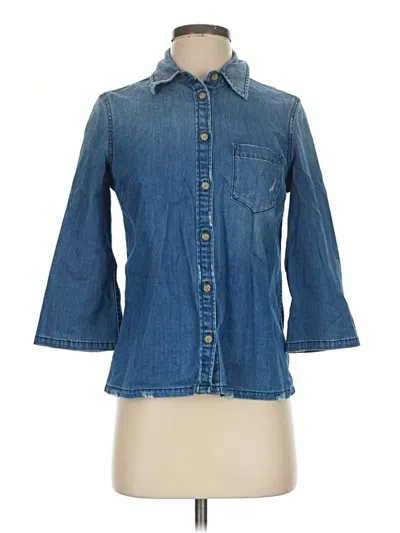 Pre-owned Adriano Goldschmied 3/4 Sleeve Button Down Shirt In Blue
