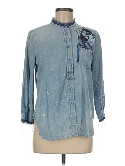 Pre-owned Adriano Goldschmied 3/4 Sleeve Button Down Shirt In Blue