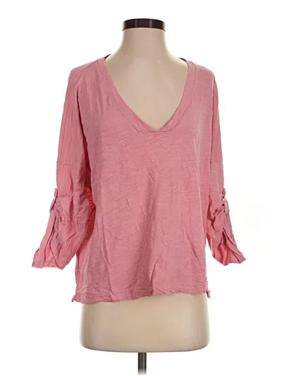 Pre-owned Adriano Goldschmied 3/4 Sleeve Top Pink V-neck Tops
