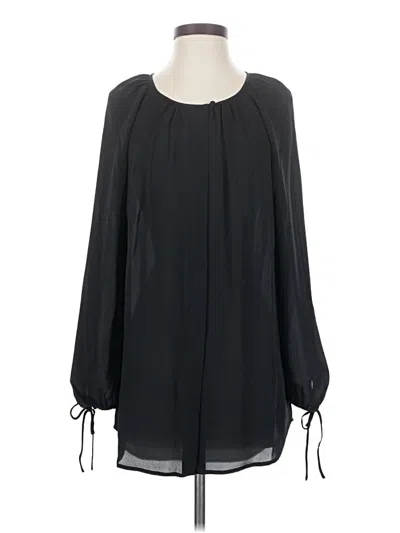 Pre-owned Adriano Goldschmied Long Sleeve Silk Top Black Tie Neck Tops