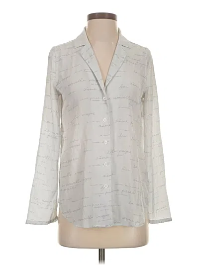 Pre-owned Adriano Goldschmied Long Sleeve Silk Top Gray V-neck Tops
